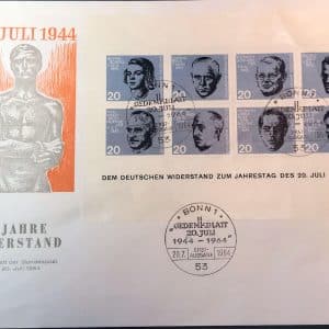 Gedenkblatt der Bundespost zum Jahrestag des 20 Juli 1944/1964 gestempelt und ungestempelt