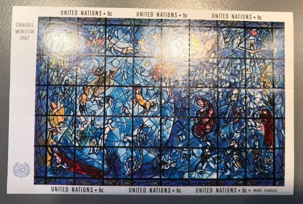 Vereinte Nationen Briefmarke Chagall Fenster 1967